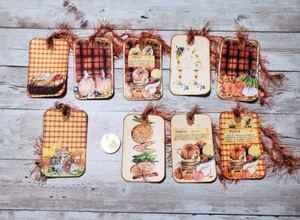 9-Agriturismo-Autunno-Autunno-Glitterato-Diario spazzatura-Biancheria Cartolina-Regalo-Etichette da appendere - Foto 1 di 1