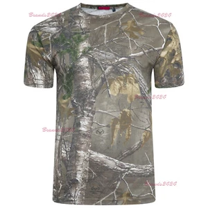Herren Dschungeldruck echter Baum Armee Druck kurzärmelig Outdoor Jagd T-Shirt Tops - Bild 1 von 4