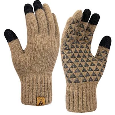 Guantes tejidos de invierno cálidos dedos completos hombres mujeres con pantalla táctil mejorada antideslizantes Foto 1 de 4