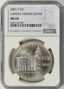 2001-P Capitol Visitor Center $1 Commemorative Dollar NGC MS69 - Picture 1 of 2
