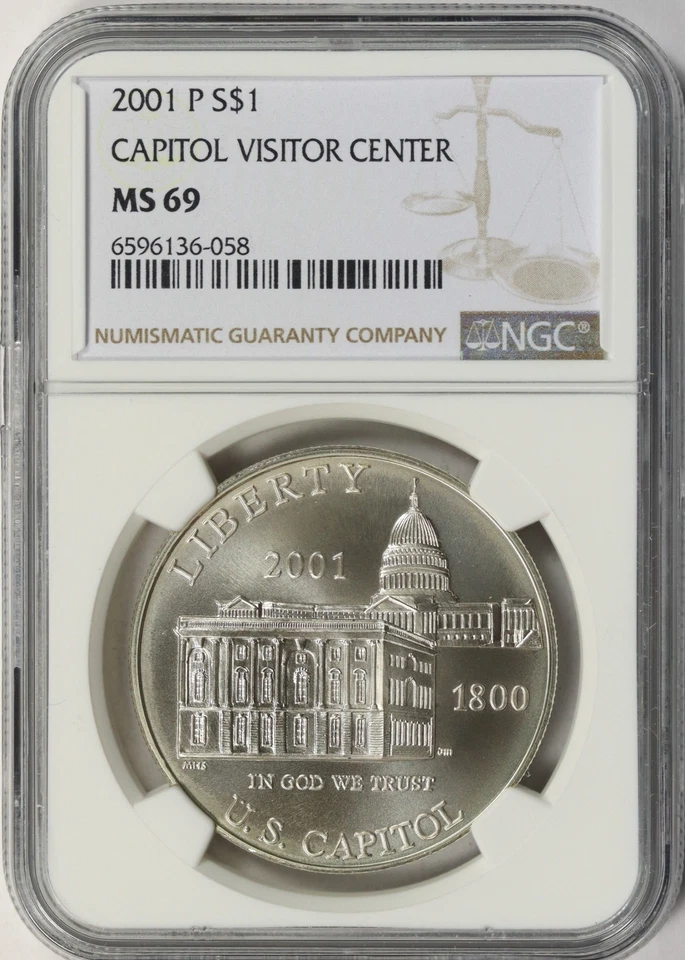 2001-P Capitol Visitor Center $1 Commemorative Dollar NGC MS69 - Image 1 of 2