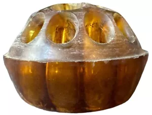 Antike Davidson Bernstein Wolke Glas 4" (#4) Blume Frosch Schale 1910 England Kuppel - Bild 1 von 5