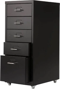 5 Drawer Metal File Cabinet Mobile Underdesk Chest for Home Office (Black) - Picture 1 of 8