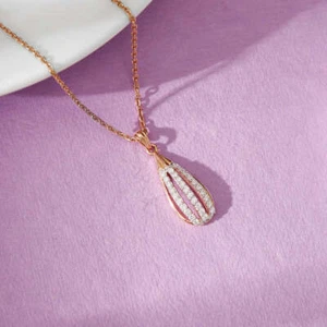 VVS/VS GH 0.31CT Round Lab Grown Diamond 14kt Rose Gold GIA Certified Pendant - Picture 1 of 11
