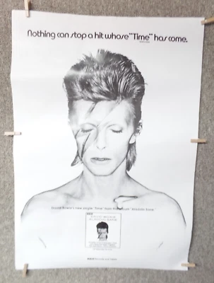 David Bowie Time Aladdin Sane 1973 RCA Promo Black & White Poster  VERY RARE - Image 1 of 4