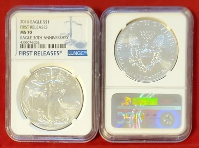 2016 Eagle Silver S$1 NGC MS70 First Releases Blue Label (232) - Image 1 of 2