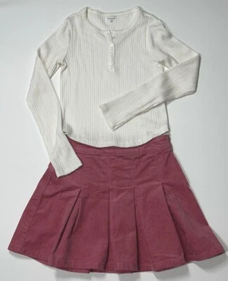 Gap Kids девочек 10 плиссированные мини вельветовая юбка Abercrombie слоновой кости Henley длиной 9/10 - Изображение 1 из 4
