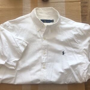 Ralph Lauren Polo Men's Slim Fit Short Sleeve Button Down Shirt White Large