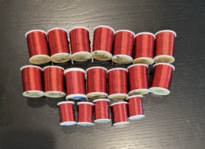 LOT OF 18 Spools of Thread Red Metallic Various Brands & Sizes Sewing Quilt - Picture 1 of 3