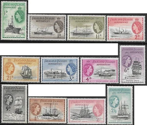 Falkland Is 1954 Teilsatz 12 von 15 SG G26-37 MH Schiffe/Boote - Bild 1 von 2