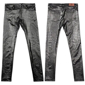 Pantaloni leggings uomo modello alligatore texture ecopelle foderati in pile - Foto 1 di 10