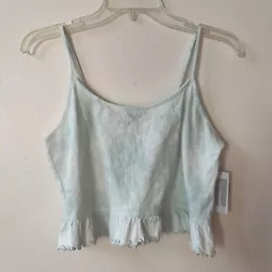 American Eagle Cotton Lettuce Leaf Ruffle Crop Tank Top Size Medium NWT - Picture 1 of 14