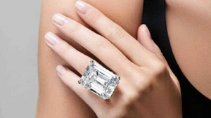 Lab-Created 12.50 Ct Emerald Cut Diamond Engagement Ring 14K White Gold Plated - Picture 1 of 3