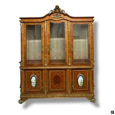 Antique Style Italian Bronze French Style Display Cabinet - Image 1 of 4