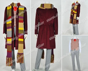 Costume da Dottore Chi Indossa il 4° Quarto Dr Tom Baker Cosplay Set Completo Con Sciarpa - Foto 1 di 12