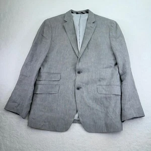 Banana Republic Blazer 40S Short Gray Linen Modern Slim Fit Ticket Pocket *STAIN - Picture 1 of 18