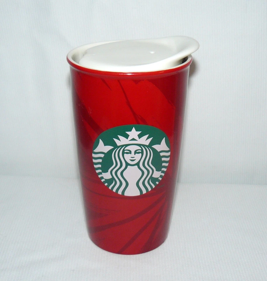 Starbucks 2014 Red Ceramic Tumbler Green Siren Logo 12 oz. - Image 1 of 4