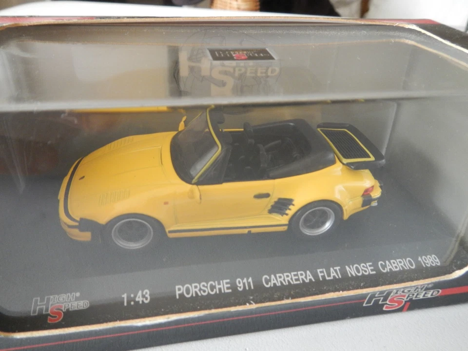 NEW !! PORSCHE 911 CARRERA FLAT NOSE CABRIOLET Jaune  1/43 HIGH SPEED Model 1989 - Photo 1/1