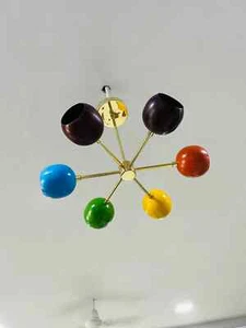 Mid Century Messing 6-armiger mehrfarbiger Sputnik Kronleuchter moderne Leuchte - Bild 1 von 4