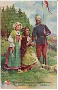 1 CPA 1914 - 1918 : NE CRAIGNEZ PLUS LES HUNS L'AFFREUSE BARBARIE datée 1918 - Foto 1 di 1