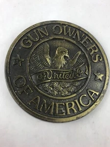 Gun Owners of America United Bronze/Brass Tone Vintage Belt Buckle 2 5/8 1/8 - Picture 1 of 2