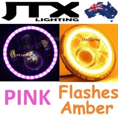 7"LED Headlights PINK Fiat Regato Croma Argenta Superbravo Flash AMBER turning - image 1 of 4