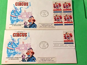 American Circus FDI 5c 1966 Cover Lot of 2 - Picture 1 of 2