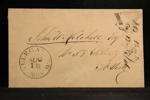 Michigan: Allegan 1846 Stampless Cover, Black CDS & X (10c) Rate to NYC - Picture 1 of 2
