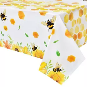 WERNNSAI Bee Party Tablecloth - 2 Pack 108'' X 54'' Bee Birthday Party Suppli... - Picture 1 of 7