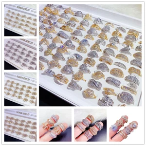 Lotes mixtos de 5-20 piezas de anillos con diamantes de imitación de circonitas joyas para mujer al por mayor a granel - Imagen 1 de 17