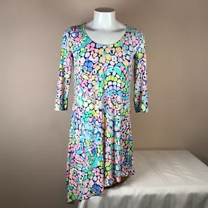 Lilly Pulitzer großes Langarm Taschentuch Kleid asymmetrischer Saum Kiesel - Bild 1 von 6