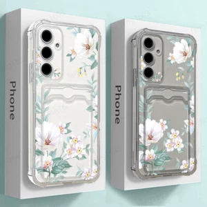 Für Samsung S25 Ultra S24 FE S23 A16 A15 A55 Karten Tasche Blume Slim Case Hülle - Bild 1 von 12