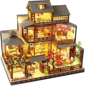 DIY Dollhouse Miniature with Wooden Furniture,Diy Dollhouse Kit Big Japanese Cou - Picture 1 of 6