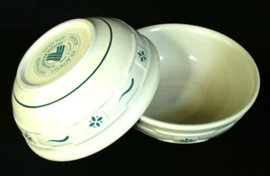 2~LONGABERGER~Woven Traditions~HERITAGE~Green~SOUP~Cereal~BOWLS~7" x 2.5"~EC - Picture 1 of 12