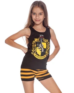 Harry Potter Girls Big Hufflepuff House Crest Cotton Tank Top Pajama Short Set, - Picture 1 of 4