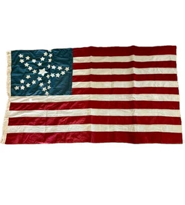Honey & Me Inc Primitive Folk Art Americana Flag 58”x32” - Picture 1 of 6