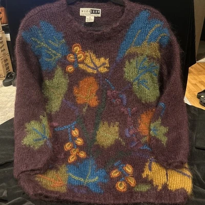 Suéter Mohair Vintage Fenn Wright Manson Workshop Leaves para Mujer’s S Púrpura Foto 1 de 4