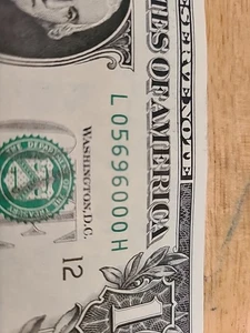 05696000. $1 FRN Fancy 4 Digit, 4 0s Serial Number. - Picture 1 of 3