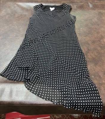 Adrianna Papell 100% Silk Lining Y2K 20W White Polka Dot Black Dress - Image 1 of 4