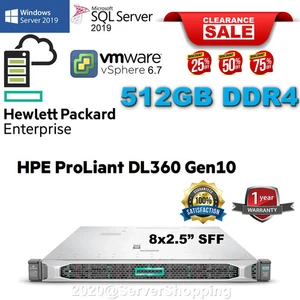 HPE ProLiant DL360 Gen10 8SFF 2x 20-Core Xeon Gold 6148 512GB DDR4 9.6TB SAS 10K - Picture 1 of 11
