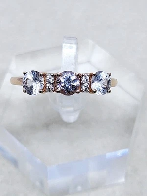 Anillo de diamantes y morganita de oro rosa de 9kt talla O (1,86 g) Foto 1 de 4