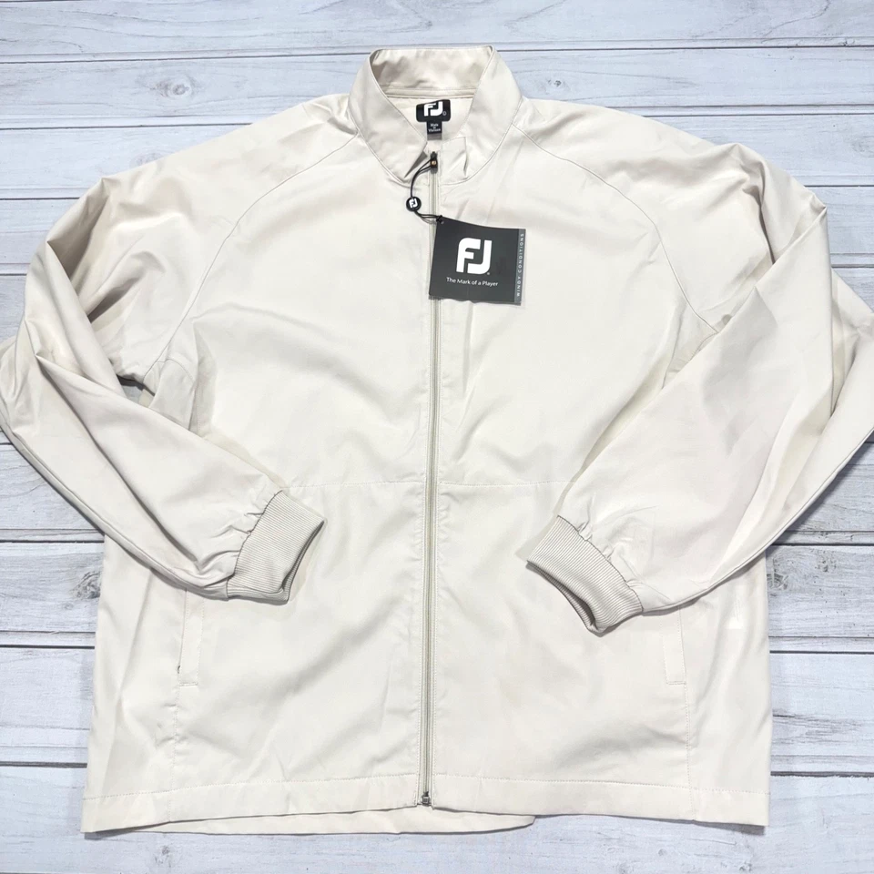 Footjoy Jacket Mens L Sandstone Golf Rain Full Zip Windshirt Windstopper NWT - Image 1 of 4