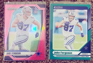 Dallas Cowboys Jake Ferguson rosa prizm verde prova di stampa lotto di 2 - Foto 1 di 2
