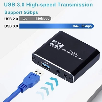 USB 3.0 HDMI Capture Card 1080p60 UVC w/ 4K Input Loop-Out – PS5/PS4/Xbox/PC - Image 1 of 4