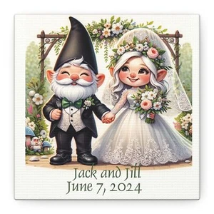 Canvas Wall Art, Gnome Wedding Gift, Personalized Home Decor, Housewarming - Picture 1 of 25