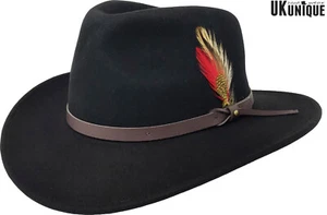 💎 Crushable Felt Fedora Cowboy Hat 100% Felt Wool - Men & Women - Picture 1 of 4