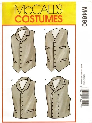 Men's Vintage Lined Vest Sewing Pattern U-Pick Size 34-44 McCall's 4890 OOP - Image 1 of 2