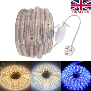 LED Strip 220V 3014 Waterproof Rope Outdoor Garden Kitchen Lights+Dimmer UK plug - Picture 1 of 15