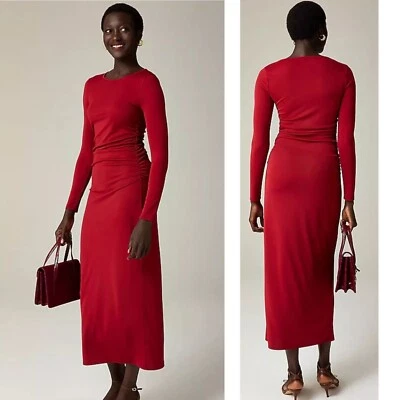 J. Vestido Crew Jersey Crepé Para Mujer M Rojo Evento Fiesta Bodycon Vacaciones Festivo Nuevo con Etiquetas Foto 1 de 4