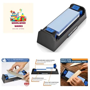 Knife Sharpening Stone Kit-Grit 1000/6000 Wet Stone-Built In Angle Guides 15/... - Picture 1 of 7